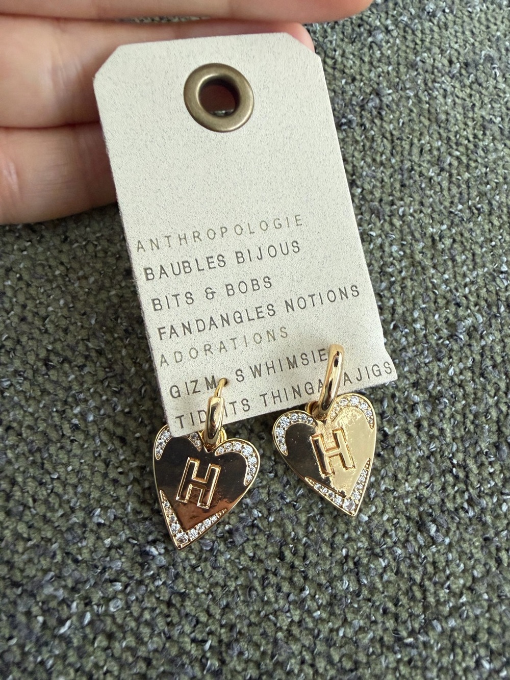 Nwt heart hoops anythropologie letter H